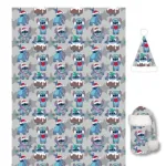 Disney Lilo and Stitch flannel deken en kerstmuts : 100 x 140 cm. muts  25 x 43 cm