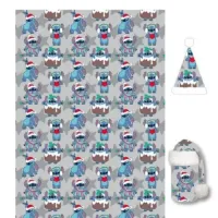 Disney Lilo and Stitch flannel deken en kerstmuts : 100 x 140 cm. muts  25 x 43 cm