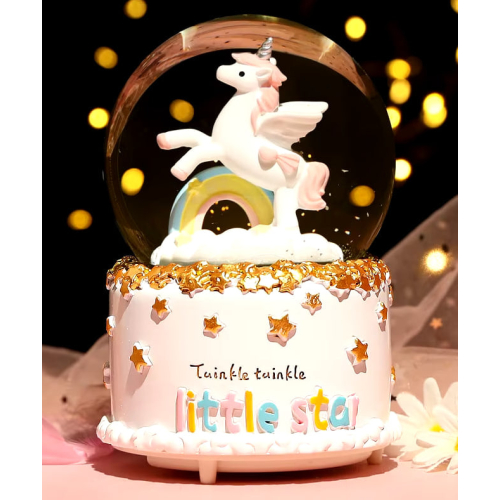 UNICORN CHRYSTAL SNEEUWBAL MUZIEKDOOS 