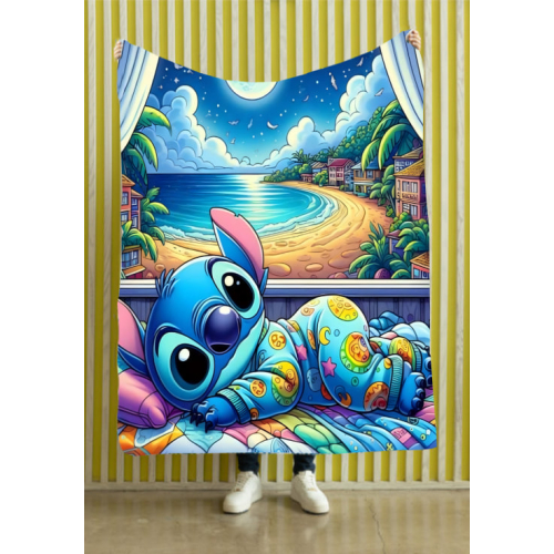 Stitch Sleepy superzachte fleece deken 150x200cm