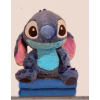 Grote Pluche blauwe Stitch knuffel/kussen met deken 