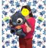 Grote Pluche blauwe Stitch knuffel/kussen met deken 