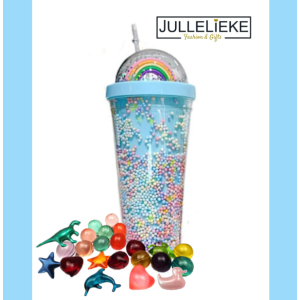 RAINBOW BLUE GLITTER CUP + 40 BADPARELS