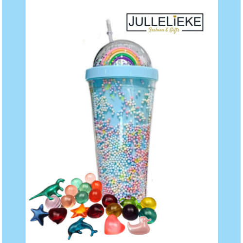 RAINBOW BLUE GLITTER CUP + 40 BADPARELS