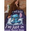 Stitch superzachte fleece deken I am not lazy 150x200cm