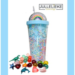 RAINBOW BLUE GLITTER CUP + 40 BADPARELS RAINBOW BLUE GLITTER CUP + 40 BADPARELS