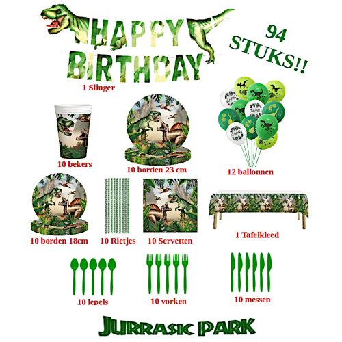 94 delige verjaardags Party set Dino Jurrasic Park