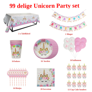 99 delige verjaardags Party set Unicorn
