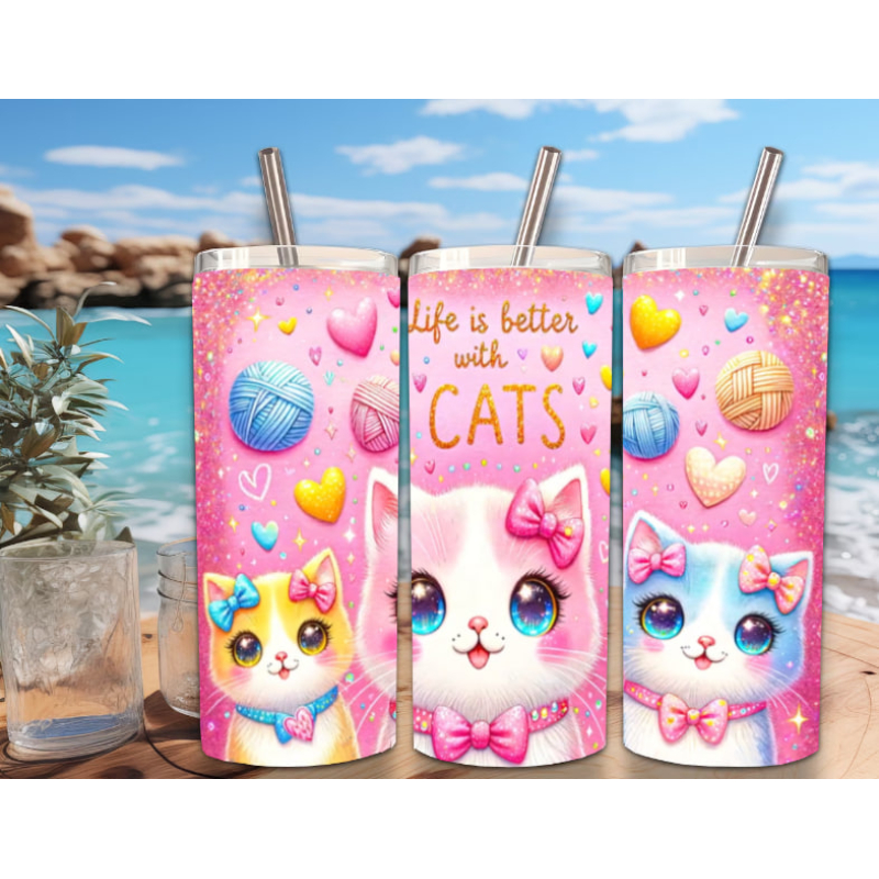 1 GEWELDIGE katten DRINK CUP BEKER 500ML INOX 3D