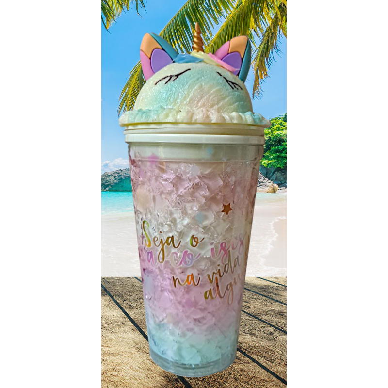 SCHATTIGE UNICORN DRINK BEKER GEEL