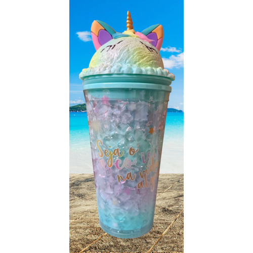 SCHATTIGE UNICORN DRINK BEKER ROZE/blauw