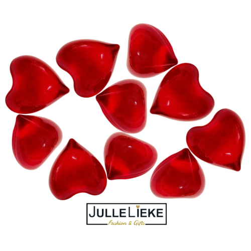 10 badparels hartjes rood transparant