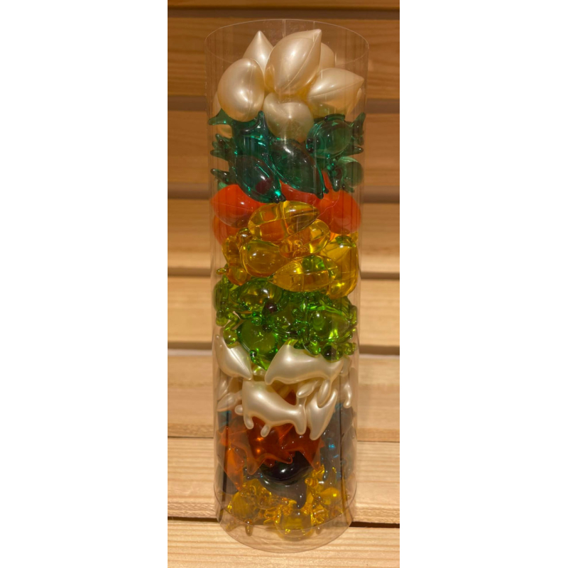 100 mix bad parel figuurtjes in transparante gift box.