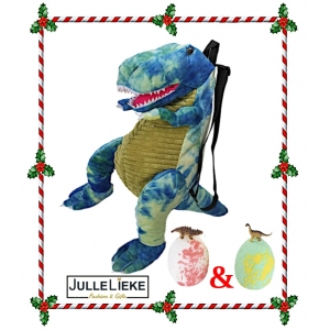 PLUCHE RUGZAK DINOSAURUS BLAUW + 2 DINO BRUISBALLEN! PLUCHE RUGZAK DINOSAURUS BLAUW + 2 DINO BRUISBALLEN!