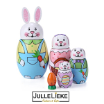 Houten Matroesjka konijn poppetjes 5 delige set