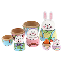 Houten Matroesjka konijn poppetjes 5 delige set