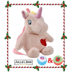 PLUCHE UNICORN RUGZAK PINK + 2 gratis bruisballen