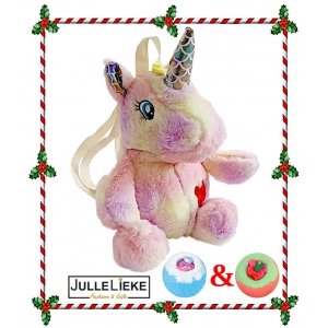 PLUCHE UNICORN RUGZAK PINK/YELLOW + 2 GRATIS BRUISBALLEN