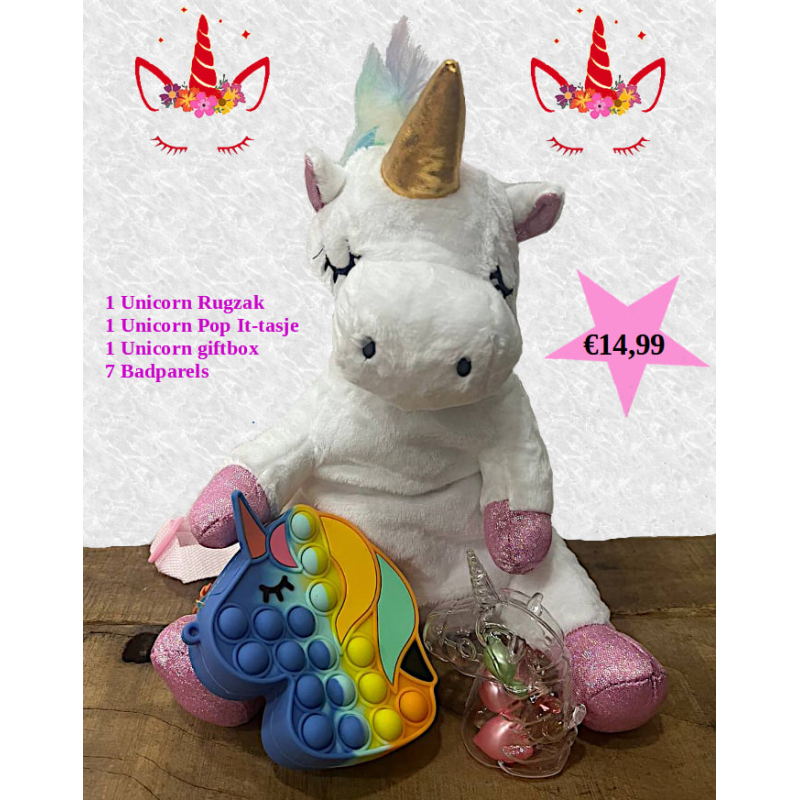 Unicorn 1 Kado Rugzak pakket 4-delig