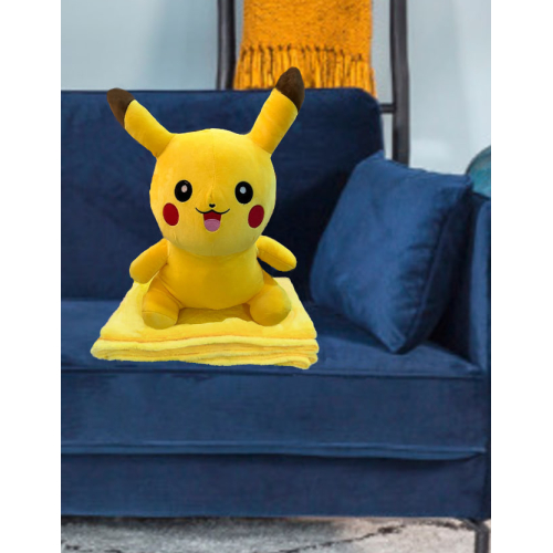 Pluche Pikachu Pokemon knuffel met deken 