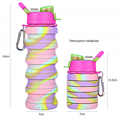 Opvouwbare drinkfles/bidon roze