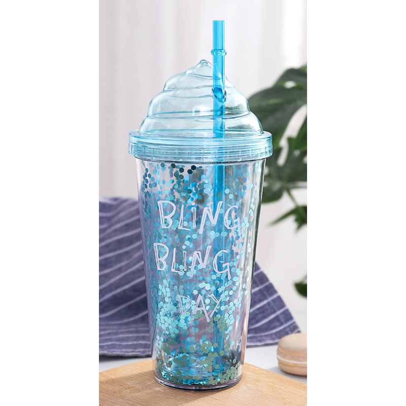 BLING BLING BLAUWE DRINK BEKER 