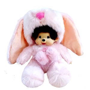 Pluche Monchhichi roze konijn Pluche Monchhichi roze konijn