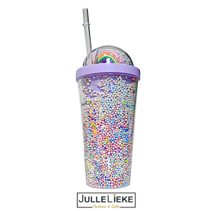 LEUKE GLITTER DRINK BEKER PAARS LEUKE GLITTER DRINK BEKER PAARS