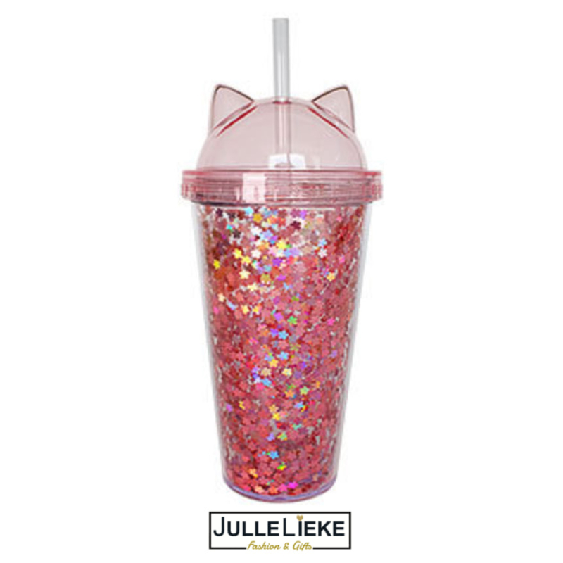 SCHATTIGE MICKEY DRINK BEKER ROZE ROOD