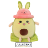 Pluche konijn avocado knuffel met deken groen/roze