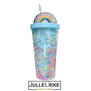LEUKE GLITTER DRINK BEKER BLAUW LEUKE GLITTER DRINK BEKER BLAUW