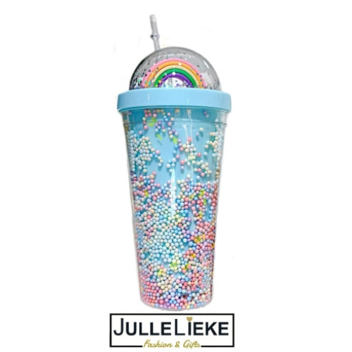 LEUKE GLITTER DRINK BEKER BLAUW 