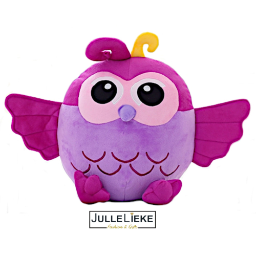Pluche paarse uil 38cm