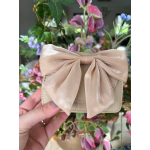 Taupe schouder-handtas met strik