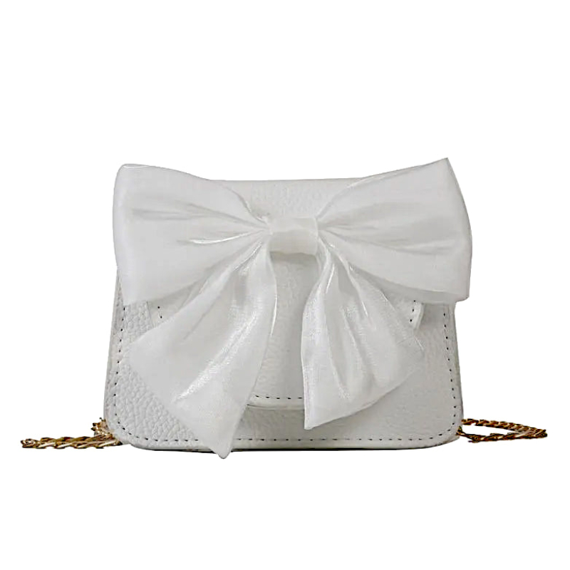 Witte schouder-handtas met strik