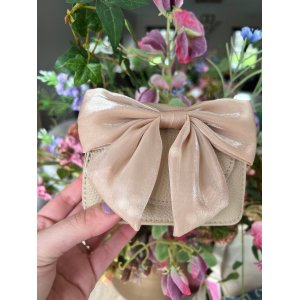 Taupe schouder-handtas met strik