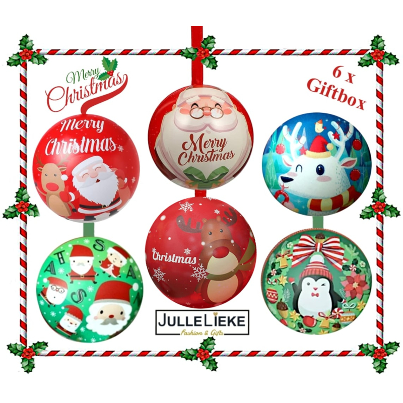 6 Leuke vulbare metalen kerstbal giftboxen