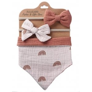 Slabbetjes set met 2 haarband strikjes nr 01 Slabbetjes set met 2 haarband strikjes nr 01