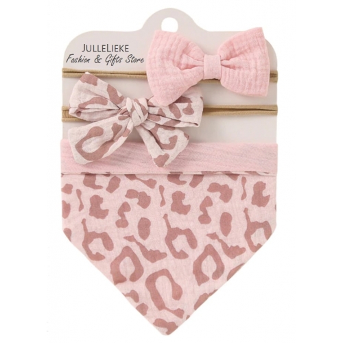 Slabbetjes set met 2 haarband strikjes nr 02