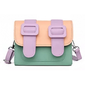 Esmee M 2 kleuren schoudertas zalm/groen