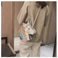 Glitter Unicorn schoudertas Rainbow Roze/zilver