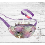 Unicorn heup/schouder tas glitters paars