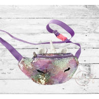 Unicorn heup/schouder tas glitters paars