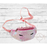 Unicorn heup/schouder tas glitters roze