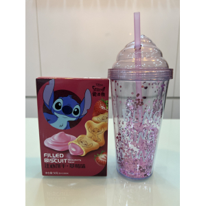 Drinkbeker + Stitch koekjes aardbei
