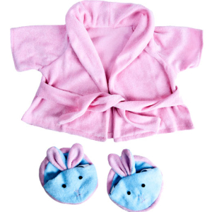 Pink Bathrobe With Bunny Slippers (16″)